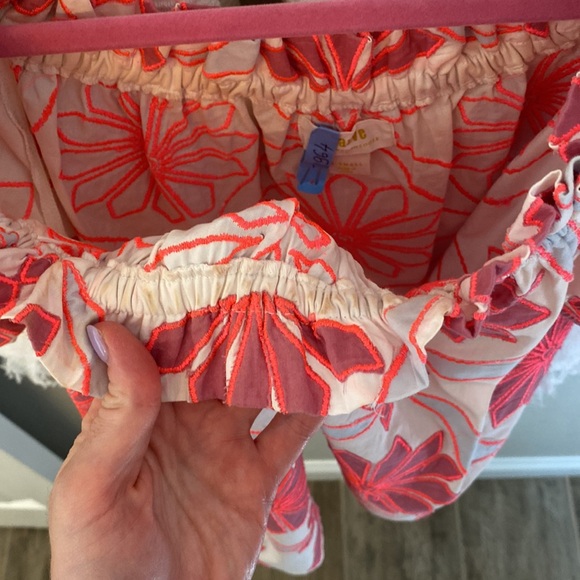 Anthropologie Maeve Embroidered Off-The-Shoulder Blouse Pink - Picture 3 of 5